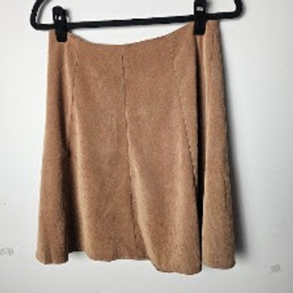 Vintage Sharon Endick Faux Suede A-Line Skirt 8 Brown Dark Academia Made USA
